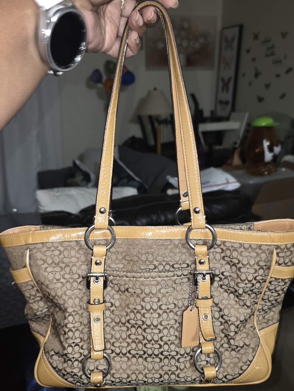 Coach Signature Canvas Tote in Beige and Tan